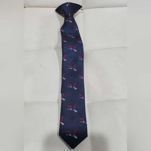 Other - Little Boys 11" Clip-on Navy Blue Tie With Duck Pattern